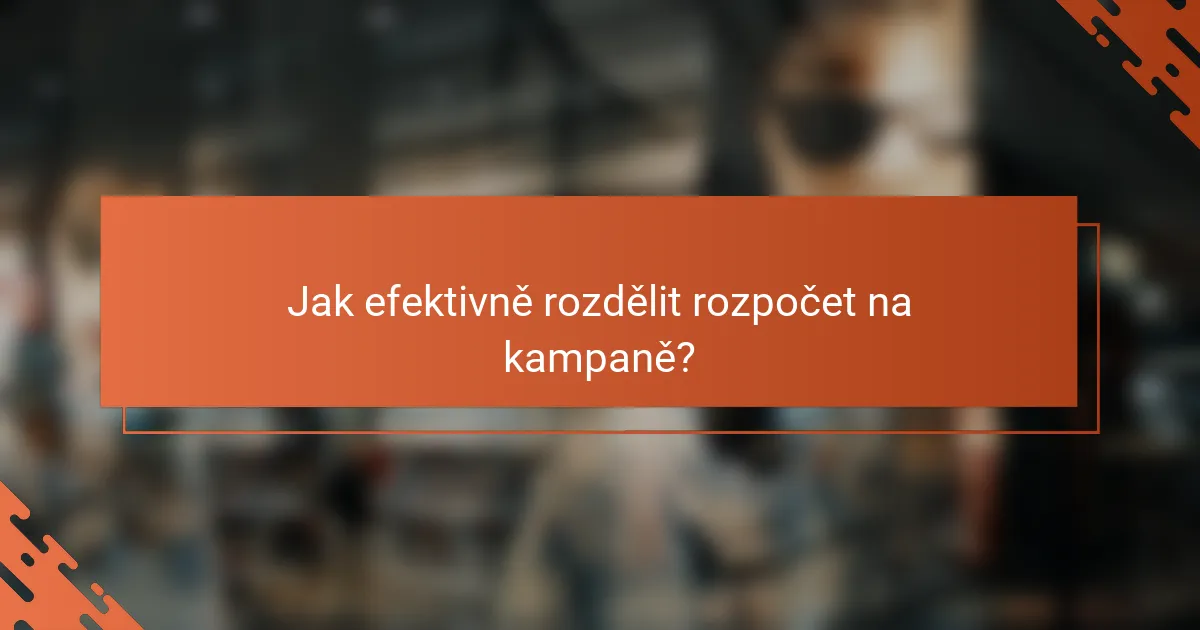 Jak efektivně rozdělit rozpočet na kampaně?