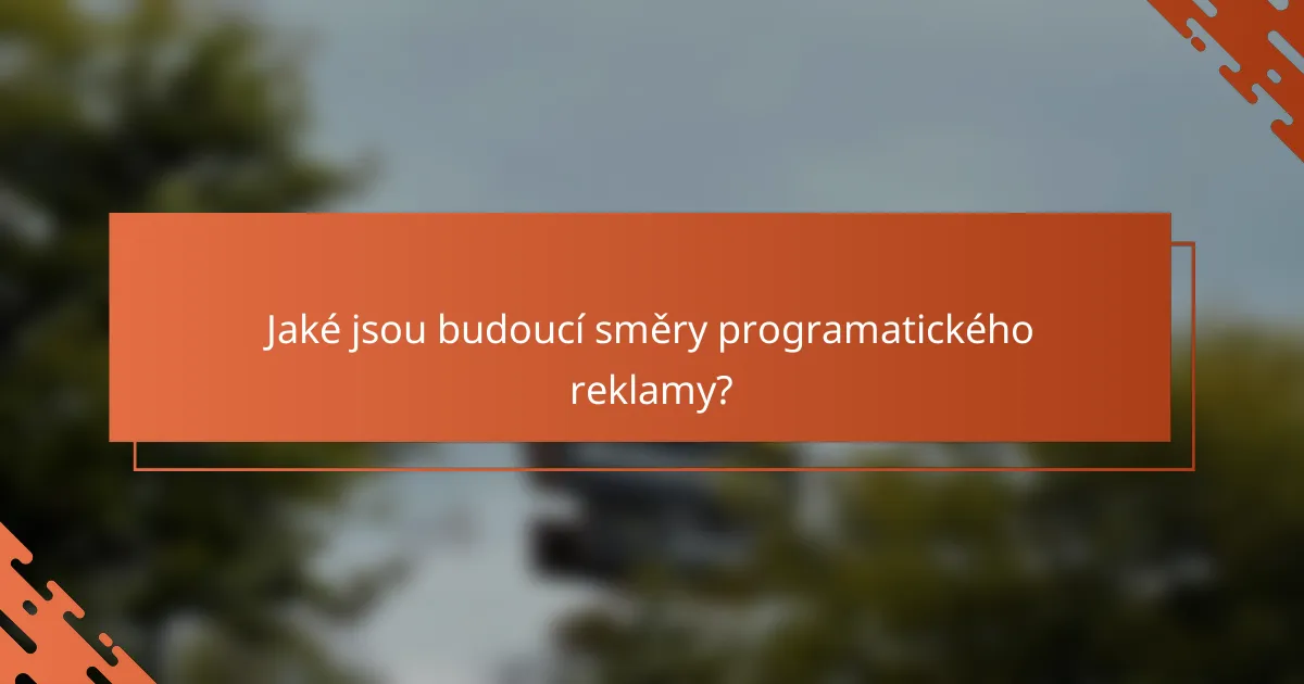Jaké jsou budoucí směry programatického reklamy?