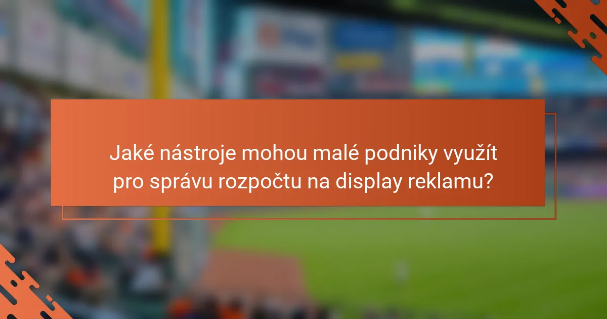 Jaké nástroje mohou malé podniky využít pro správu rozpočtu na display reklamu?